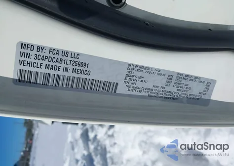 2020 Dodge Journey Se Value z USA, uszkodzony, nr VIN 3C4PDCAB1LT259091